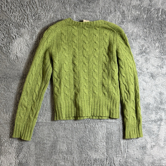 Y2K Abercrombie & Fitch Vintage 100% Wool Cable Knit Sweater Green Small - Picture 4 of 4